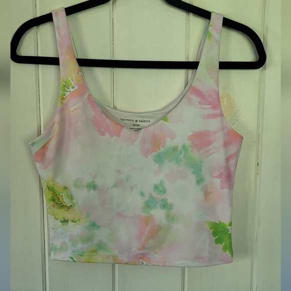 Harmony Balance Watercolor Print Bra Crop Top - Picture 1 of 10